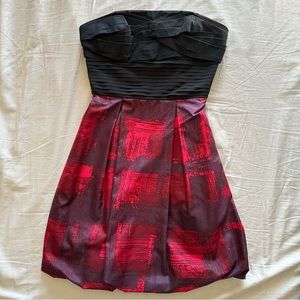 BCBGMAXAZRIA Red and Black Bubble Balloon Dress Size 0